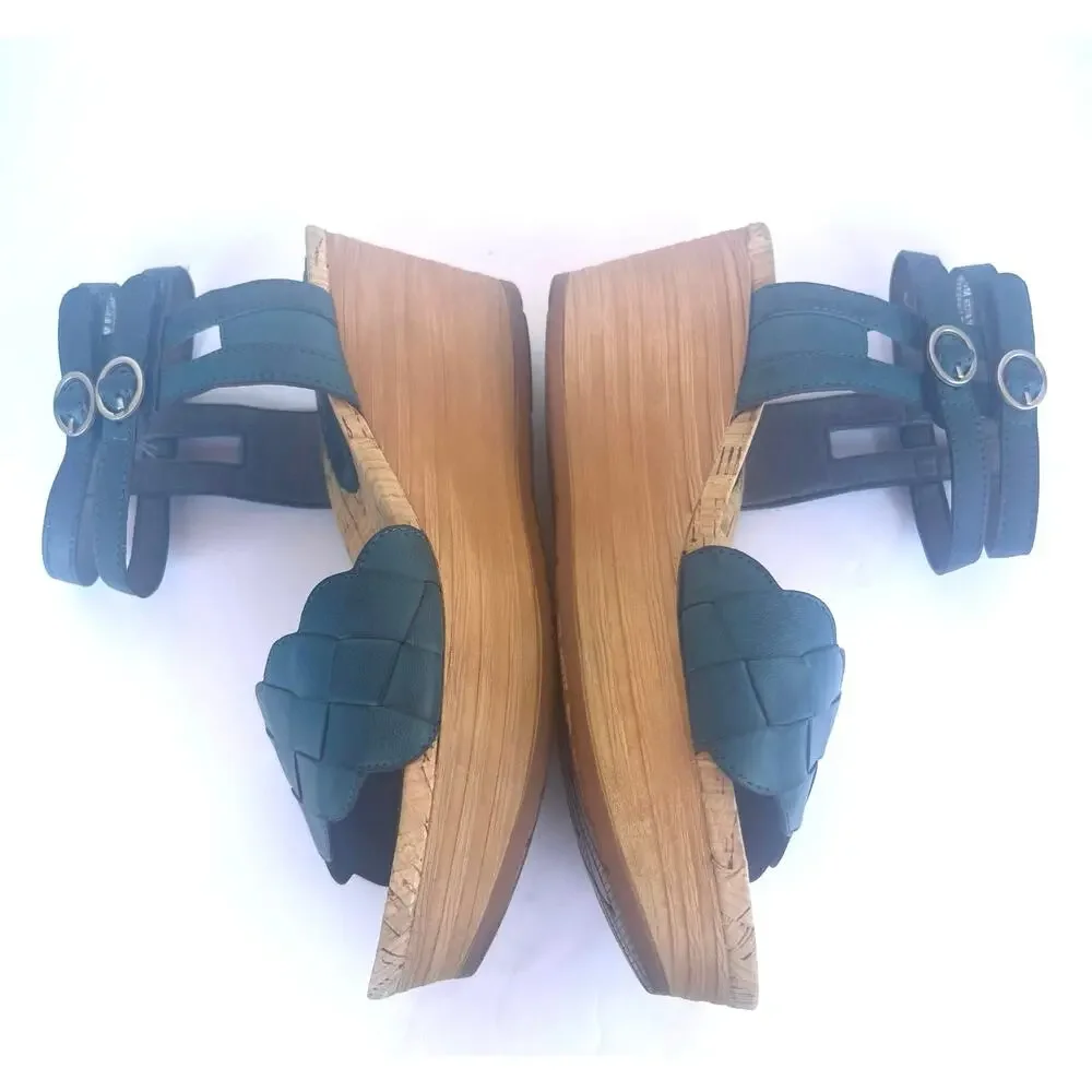 Baretraps Melyssa Blue Vegan Double Ankle Strap‎ Platform Comfort Sandals 7.5